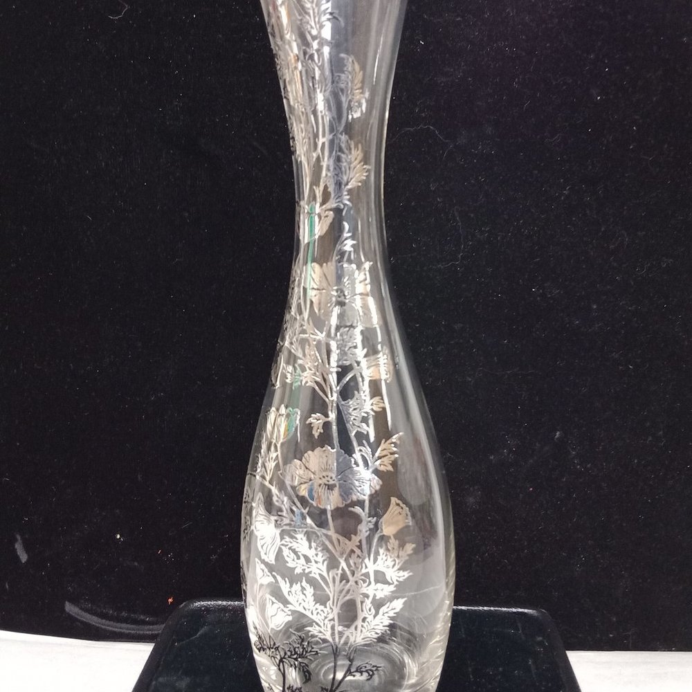 Vintage silver overlay vase.